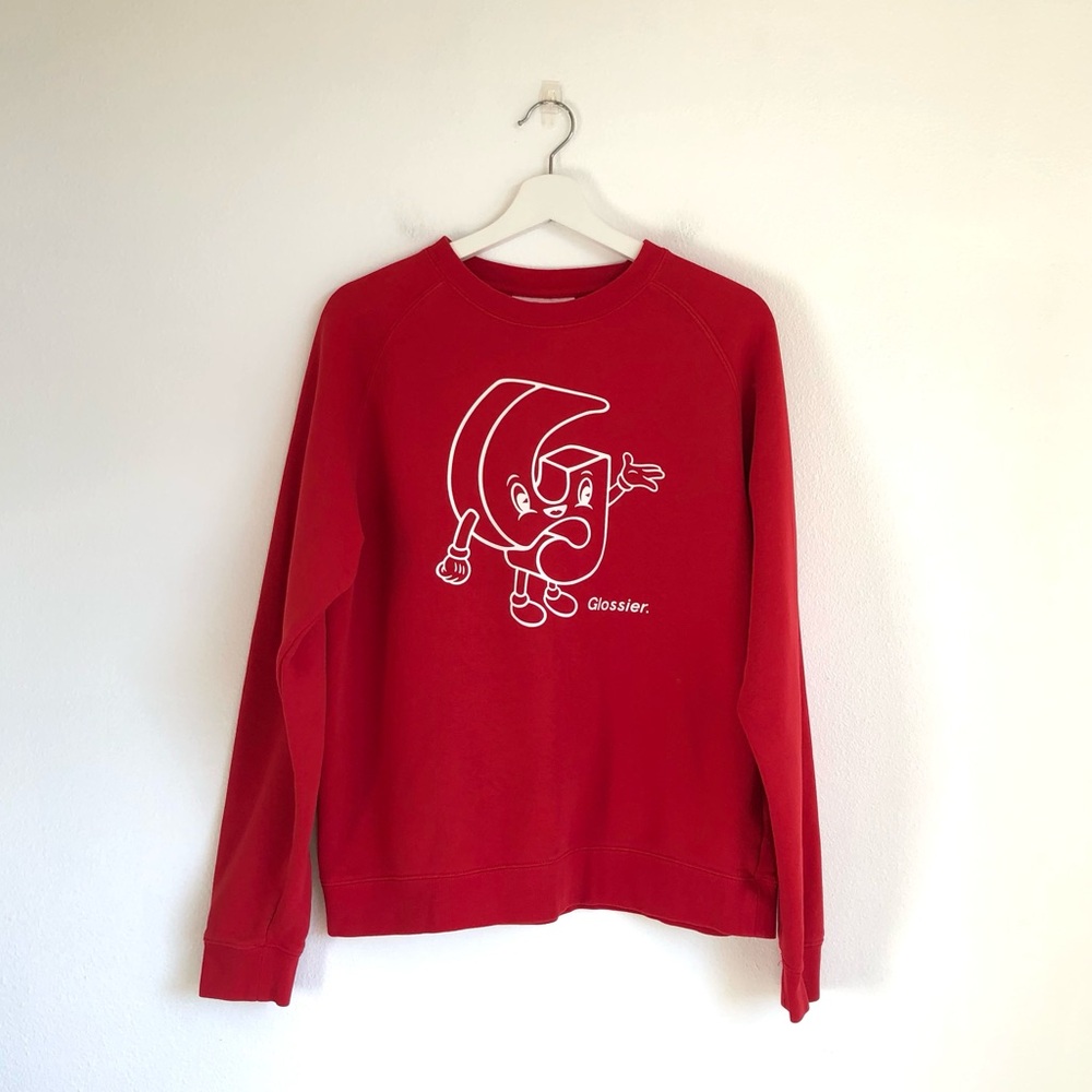 Glossier Red G Pal Crewneck Sweatshirt Size Large